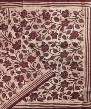 KANTHA EMBROIDERED KATAN SILK SAREE