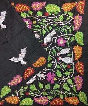 KANTHA EMBROIDERED KATAN SILK SAREE