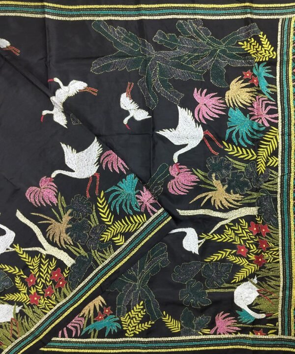 KANTHA EMBROIDERED KATAN SILK SAREE