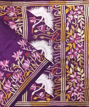 KANTHA EMBROIDERED KATAN SILK SAREE