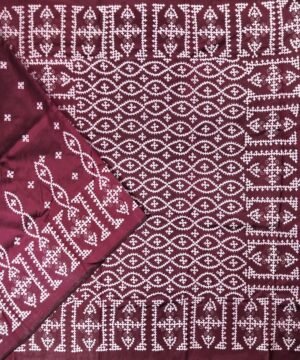 KATHIAWAD EMBROIDERED KATAN SILK SAREE