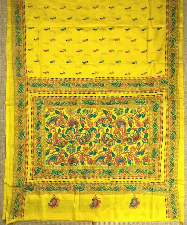 KANTHA EMBROIDERED KATAN SILK SAREE - Image 2