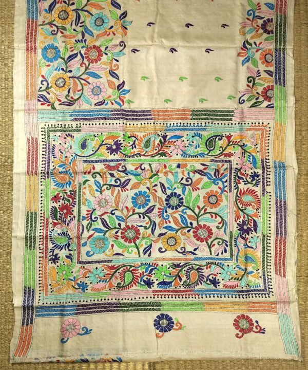 KANTHA EMBROIDERED TUSSAR SAREE - Image 2