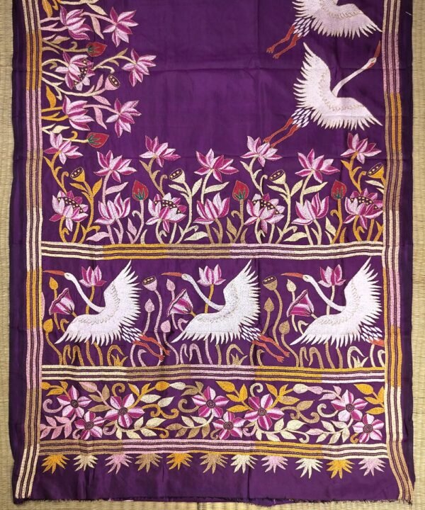 KANTHA EMBROIDERED KATAN SILK SAREE - Image 2