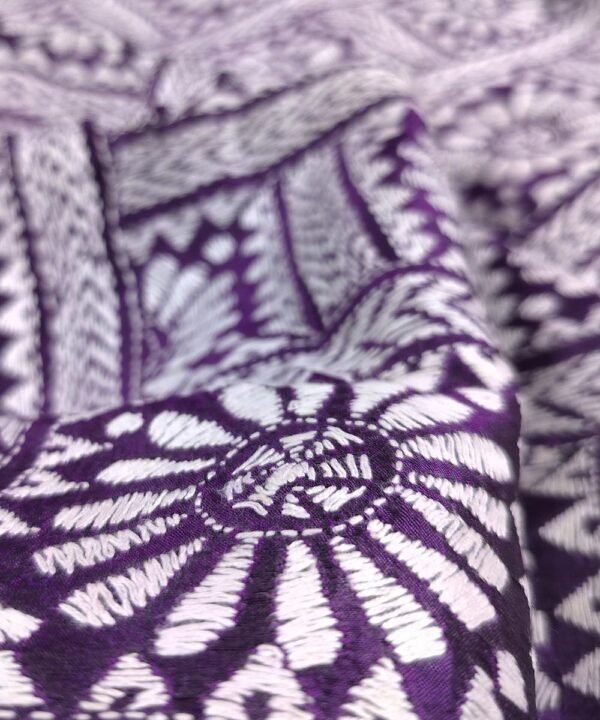 KANTHA EMBROIDERED KATAN SILK SAREE - Image 3
