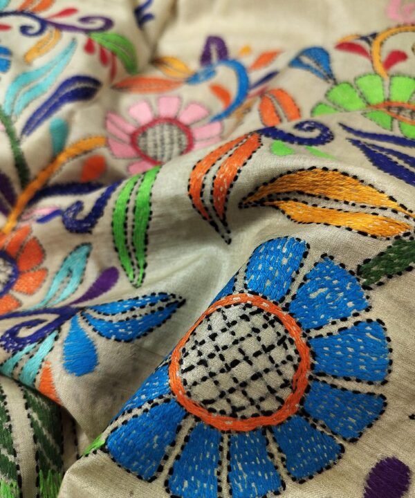 KANTHA EMBROIDERED TUSSAR SAREE - Image 3