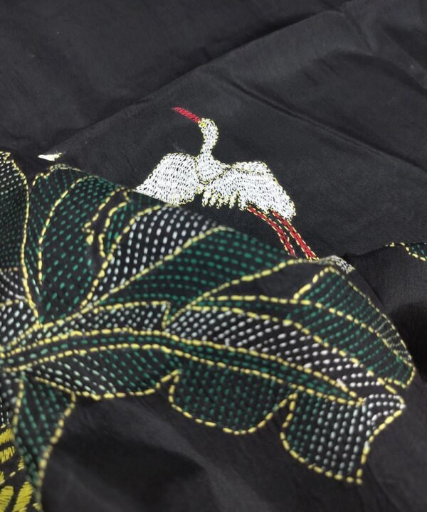 KANTHA EMBROIDERED KATAN SILK SAREE - Image 3