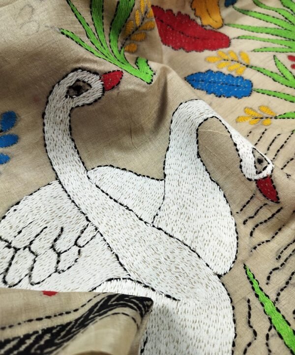 KANTHA EMBROIDERED TUSSAR SAREE - Image 2
