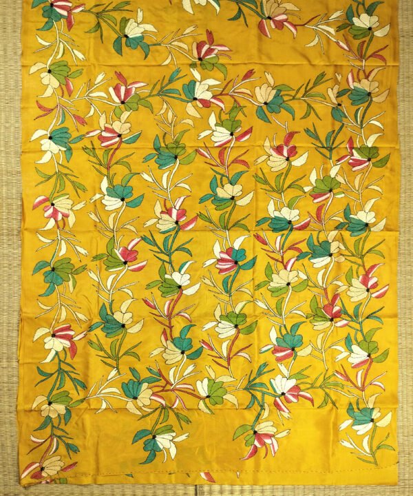 KANTHA EMBROIDERED KATAN SILK SAREE - Image 2