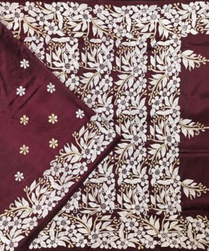 KANTHA EMBROIDERED KATAN SILK SAREE