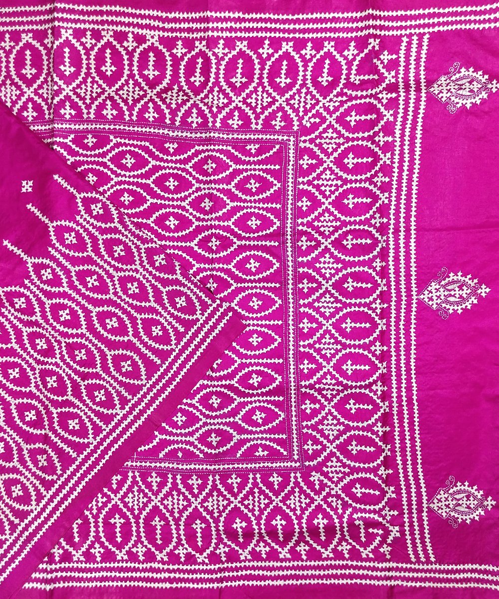 KATHIWAD EMBROIDERED KATAN SILK SAREE