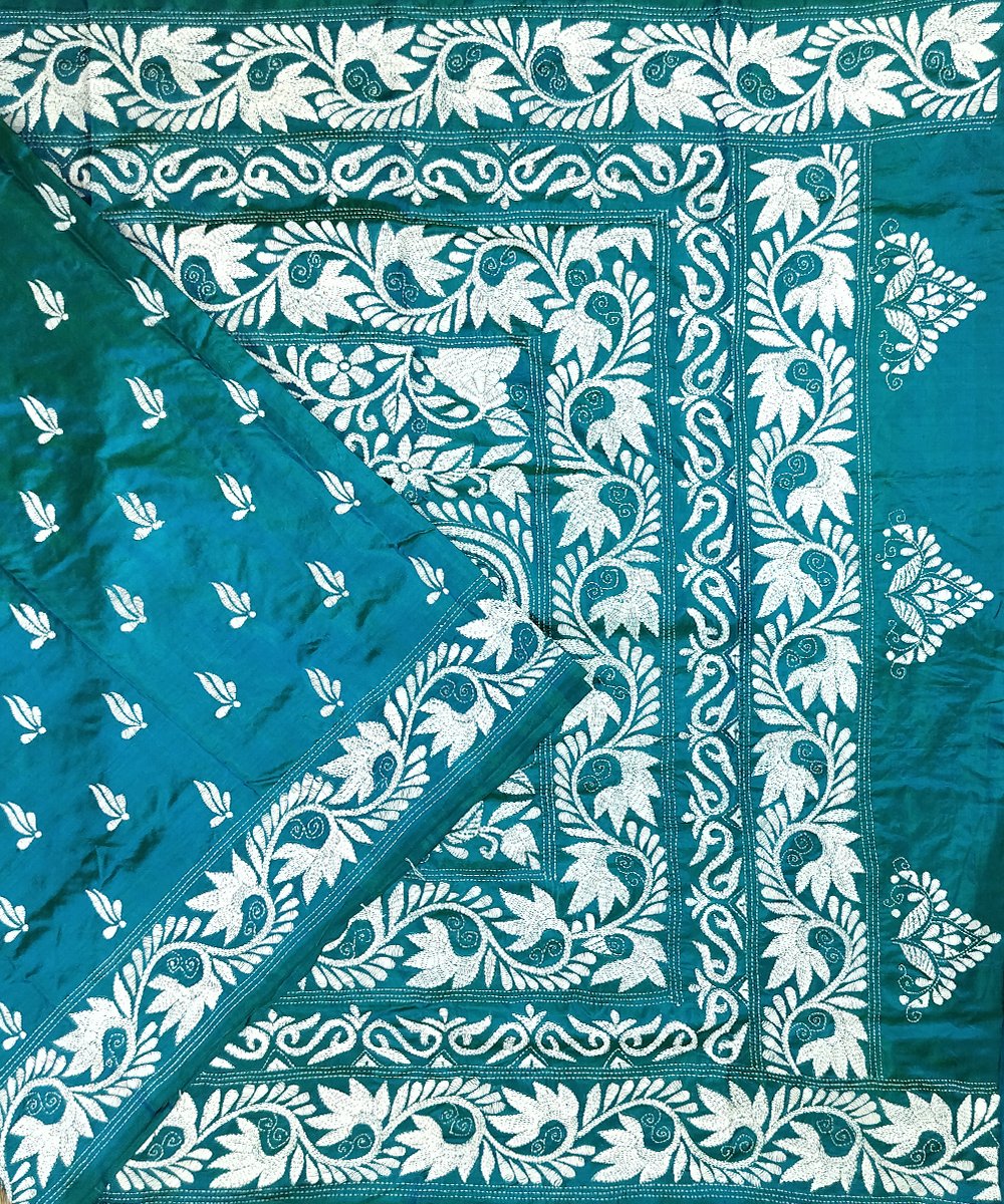 KANTHA EMBROIDERED KATAN SILK SAREE