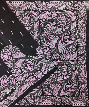 KANTHA EMBROIDERED KATAN SILK SAREE