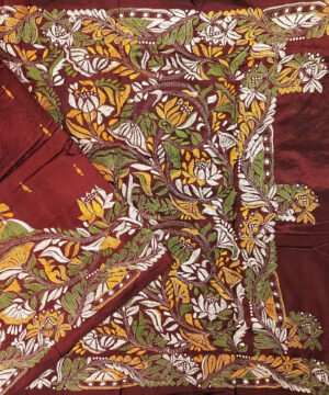 KANTHA EMBROIDERED KATAN SILK SAREE