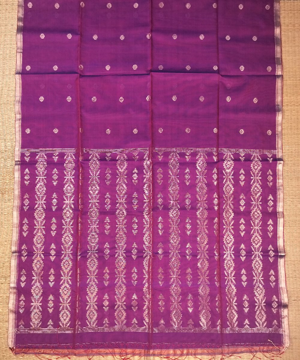 NATURAL DYED DHAKAI JAMDANI HANDLOOM SILK SAREE - Image 2