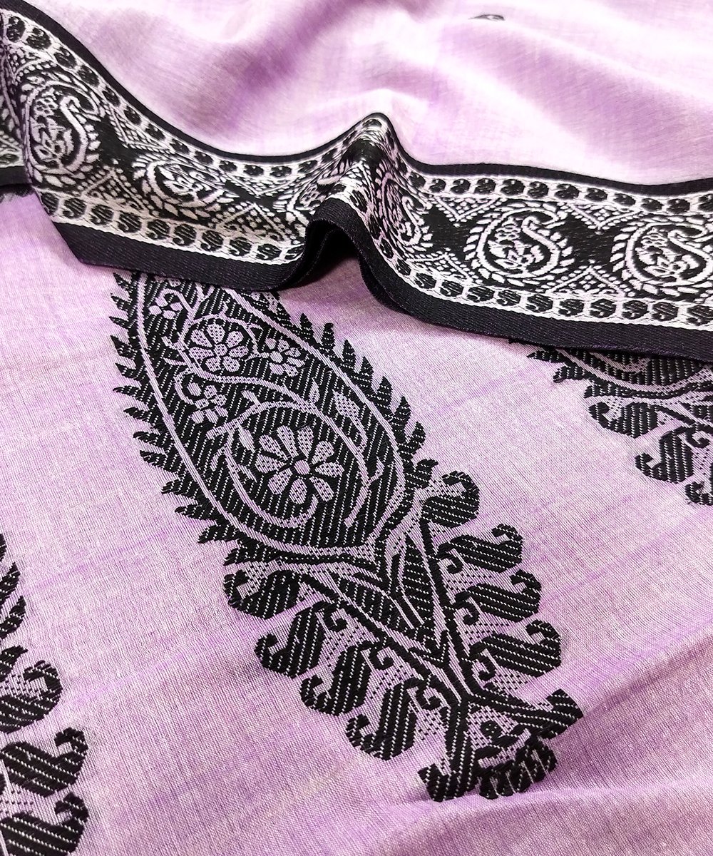 NATURAL DYED 250 COUNT MUSLIN TANGAIL HANDLOOM SAREE - Image 3