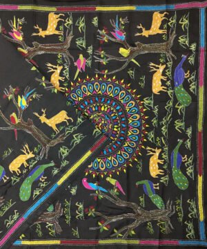 KANTHA EMBROIDERED KATAN SILK SAREE