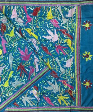 KANTHA EMBROIDERED KATAN SILK SAREE