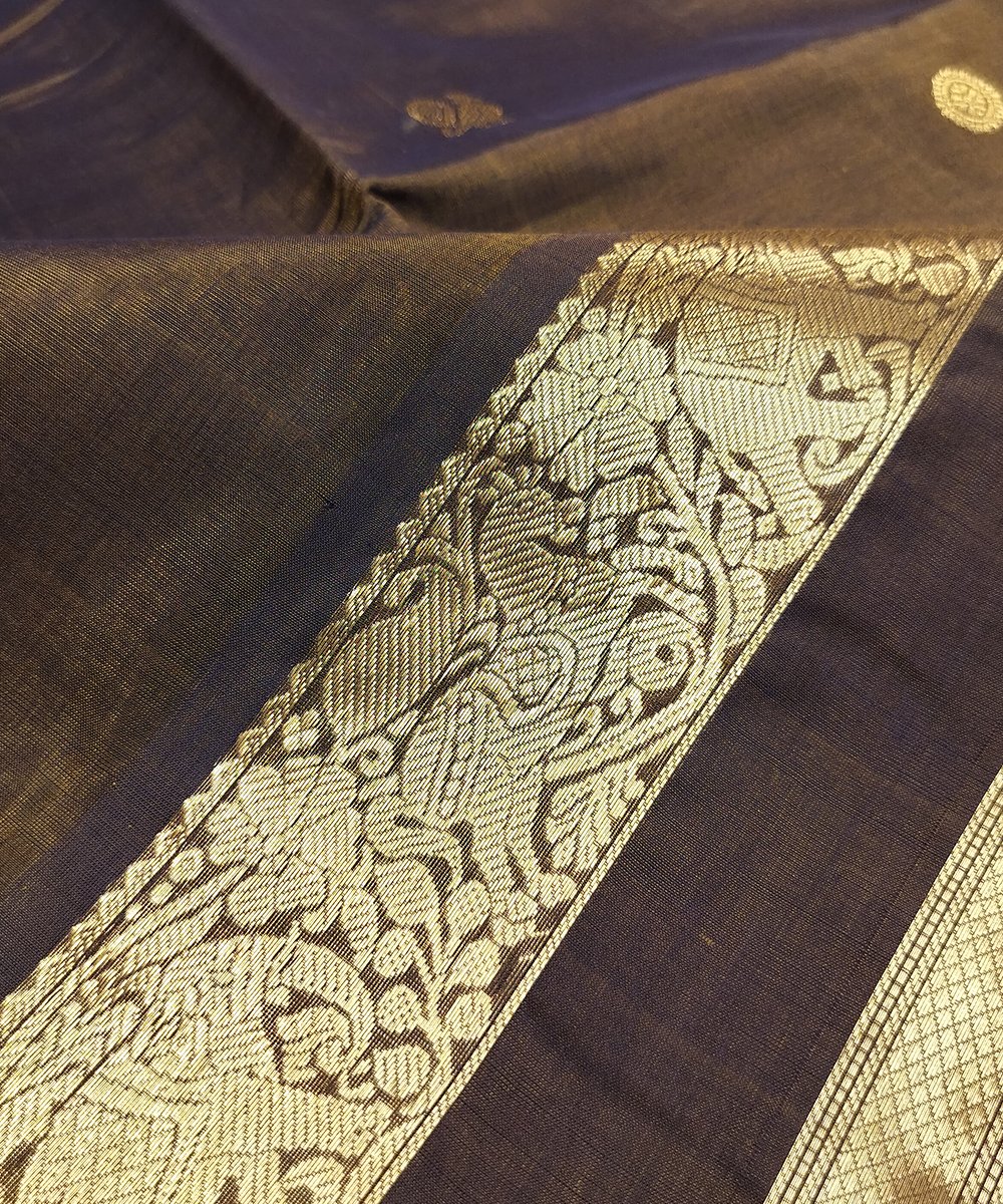 KORVAI KANJEEVARAM HANDLOOM RETTAPET BORDER SILK COTTON SAREE - Image 3