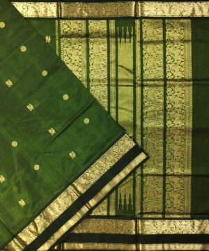 KORVAI KANJEEVARAM HANDLOOM RETTAPET BORDER SILK COTTON SAREE