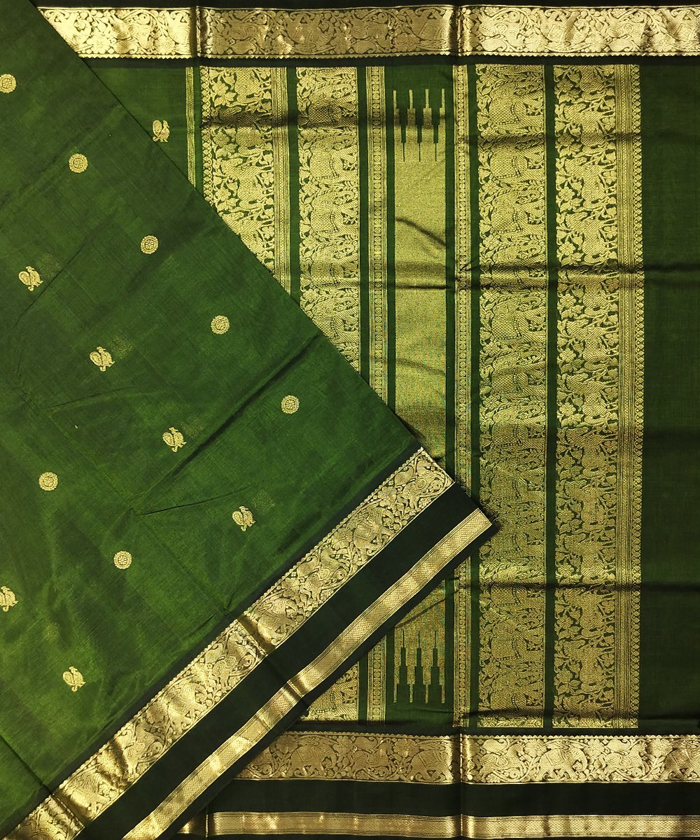 KORVAI KANJEEVARAM HANDLOOM RETTAPET BORDER SILK COTTON SAREE
