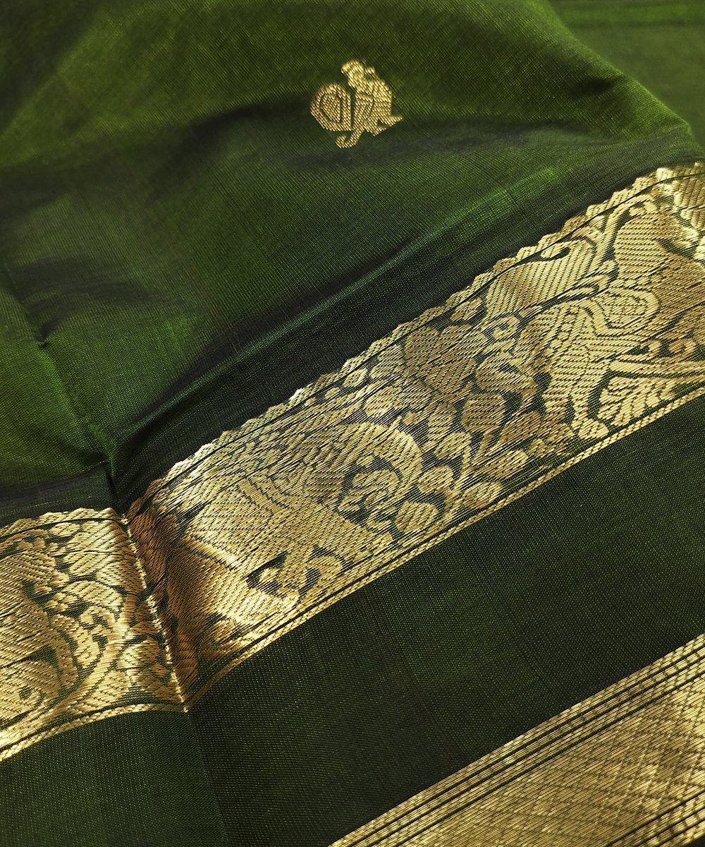 KORVAI KANJEEVARAM HANDLOOM RETTAPET BORDER SILK COTTON SAREE - Image 3