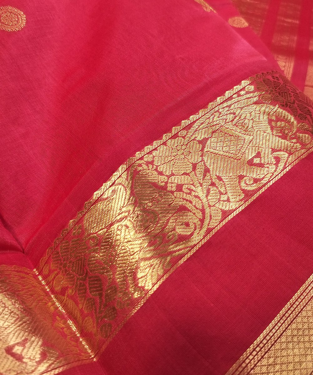 KORVAI KANJEEVARAM HANDLOOM RETTAPET BORDER SILK COTTON SAREE - Image 3